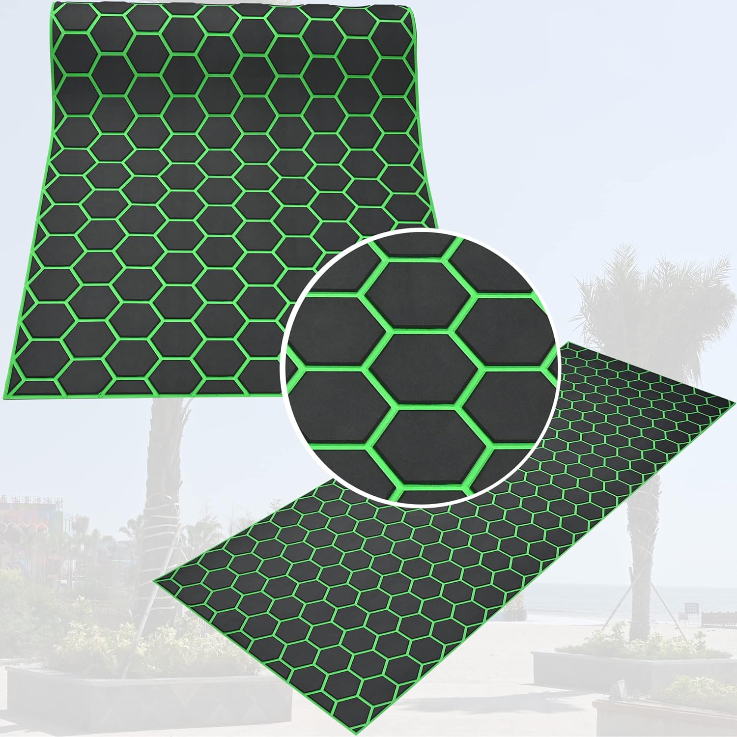 PAIDU 94.5x35.4 Hoja autoadhesiva de Eva con Rayas hexagonales para Cubierta de Barcos, Yates Marinos, RV, Piscina, Hoja para Pisos de Barcos, Estera Antideslizante Gruesa