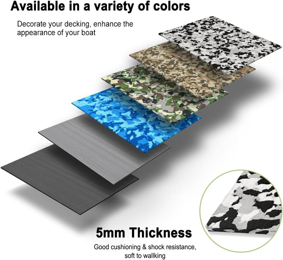 Pisos para barcos Hoja de espuma EVA para cubiertas de barcos Suelo marino autoadhesivo Alfombra marina de camuflaje cepillado para barcos Yate Cubiertas para kayak Acolchado Enfriador Asiento Almohadilla para el timón Natación RV Carro de golf Almohadill