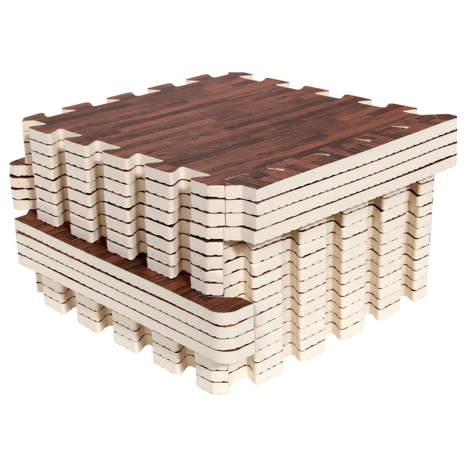 16 alfombrillas de espuma Eva de grano de madera impresas entrelazadas, baldosas protectoras, estera de juego para ejercicios para habitación de niños, salón, dormitorio, hogar, 11,8 &quot;x 11,8&quot;, grano de madera marrón por PAIDU