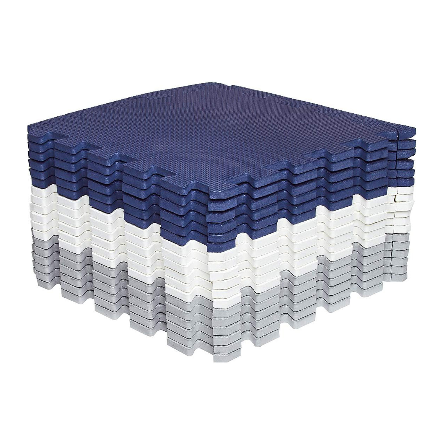 Esteras de espuma entrelazadas Esteras de juego de rompecabezas Azulejos de espuma EVA gruesas Alfombra para pisos antifatiga Alfombra de gimnasio de 17 pies cuadrados Alfombra para ejercicio en el hogar Entrenamiento de yoga 12&#39;&#39;x12&#39;&#39; Azu