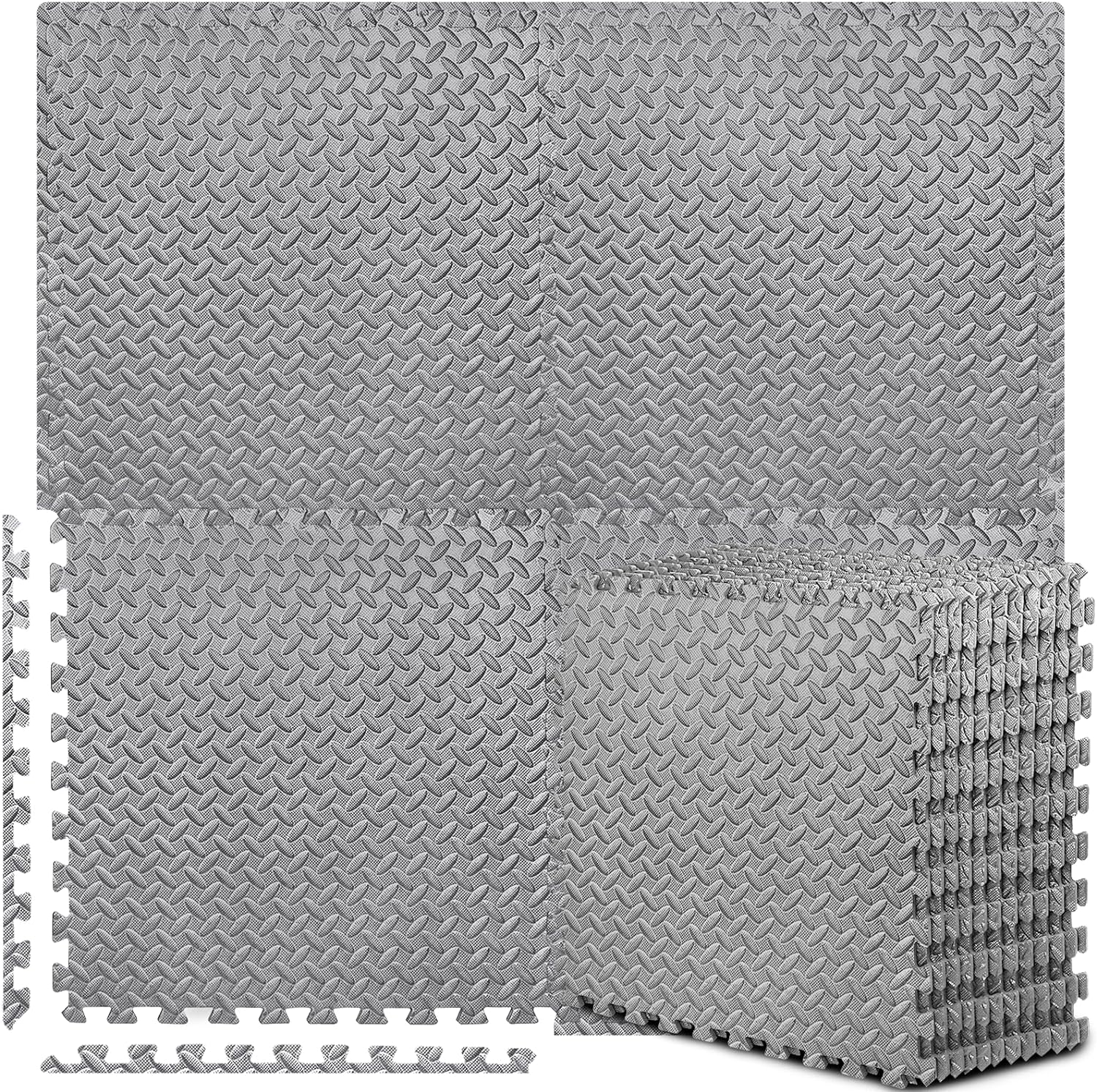 Estera de ejercicios de rompecabezas con 12/24/48 baldosas, esteras de espuma entrelazadas para gimnasio, baldosas de espuma Eva de 24 &#39;&#39; x 24 &#39;&#39;, esteras protectoras para pisos para equipos de gimnasio de PAIDU